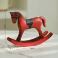 Vintage Cavallo A Dondolo In Legno Decorazione Da Tavolo Retro Rosso Scultura Artigianato - Cavallo Rosso Invecchiato