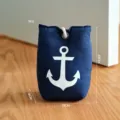 Fermaporta in tessuto stile mediterraneo con ancora, cuscino ferma porta pesante 1kg. - Stile Ancora Blu / Blu