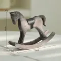 Miniatura di cavallo a dondolo in legno vintage decorazione da scrivania ornamento - Cavallo Grigio Schiena Nera Invecchiato