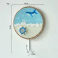 Mediterranean style painted wall hook, resin beach and whale texture home decor item. - Round Single Hook / Light Blue