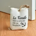 Beige canvas fabric door stopper, 1kg heavy decorative door weight with anchor design. - Anchor Print Style