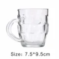 Clear glass beer mug with handle, classic embossed pineapple design for home kitchen daily use. - 300ml Thickened Style