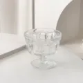 Vintage embossed footed glass cup for delicious ice cream, cold desserts, and summer drinks. - Transparent Vintage Goblet