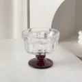 Vintage embossed footed ice cream glass cup for summer dessert, stylish clear glass bowl - Red Base Vintage Goblet