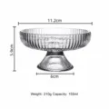 Transparent glass pedestal ice cream bowl dessert fruit dish with elegant ribbed design - Striped