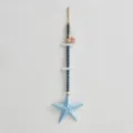 Decorazione murale stella marina blu in legno mediterraneo con perline ornamento creativo SKU - Ciondolo a stella marina / Azzurro