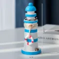 Statuetta di faro in legno mediterraneo 15cm decorazione casa soprammobile nautico - Salvagente / 15cm / Azzurro