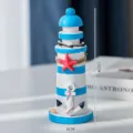 Decorazione da tavolo faro in legno stile mediterraneo 15cm accessorio nautico per casa - Ancora in ferro / 15cm / Azzurro