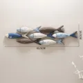 Appendiabiti murale banchi di pesci in legno fatto a mano, arredamento mediterraneo 3D. - Appeso a Parete Piccolo con Banco di Pesci / Colore Antico