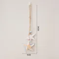 Pendente sospeso in legno in stile mediterraneo con corda di canapa e perline 34cm - Ciondolo Stella Marina
