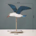 Gabbiano in legno vintage stile marino decorazione per la casa scultura da tavolo. - Ornamento di Uccello Marino / Blu Scuro Retrò