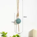 Mediterranean style wooden float wall hanging decor, blue striped ball with jute rope SKU. - Small Round Float