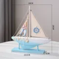 Mediterranes Holz Segelboot Modell, Tischdeko Ornament, kreatives maritimes Deko Handwerk. - Vintage Hellblaues Segelboot