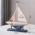 Mediterrane houten zeilboot model bureaudecoratie nautische handwerk ornament 24x28cm - Vintage Donkerblauw Zeilboot