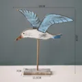 Statuetta di gabbiano in legno vintage mediterraneo decorazione da scrivania 26x28cm - Ornamento di Uccello Marino / Blu Chiaro Retro