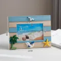 Cornice per foto in legno mediterranea 6 pollici decorazione da tavola stile mare - Albero di Cocco Blu Retrò da 6 Pollici Orizzontale