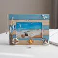 Mediterranean wooden photo frame 6x4 inch table top nautical decor with marine elements. - 6-Inch Retro Blue Paddle Horizontal