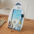 Cornice portafoto barca stile mediterraneo 6 pollici decorazione da scrivania con gabbiani. - Cornice a Forma di Barca 6 Pollici Stile Timone
