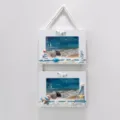 Mediterranean style triple hanging photo frame vintage wooden wall decor picture frame. - 2-Link Sailboat & Lighthouse Style