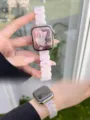 Harz Blüten Uhrenarmband Ersatz für Apple Watch rosa weißes elegantes Armband Accessoire - (Serie 10/11 42mm) 38mm/40mm/41mm Universal / Harz Oval - Polarisiert Meerjungfrau