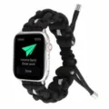 Mayro louri rologioy paracord gia Apple Watch ansthektiko yfasmatino louri karpoy - Ταιριάζει σε 1/2/3 Γεν 38mm Standard / Paracord Μαύρο