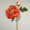 Fausse pivoine en soie de style rétro européen avec bouton pour décoration de table à manger. - Orange