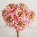 Bouquet de fleurs artificielles dahlias rose bord brulé soie mariage décoration maison - Dahlia à Bord Brûlé / Rose Cœur Vert