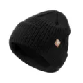 Bonnet en tricot noir pour bébé doublé polaire chaud hiver pour nourrissons 0-3 ans - 0-3 Ans / Noir
