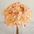 Bouquet de Fleurs de Dahlias Artificiels Rose Orange Degrade Decoration Maison - Dahlia à Bord Brûlé / Rose Champagne