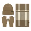 Ensemble bonnet en tricot, écharpe et gants tactiles d'hiver pour hommes en kaki. - Style HX403 / Chameau