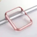 Aluminum metal bumper protective case compatible with Apple Watch Series, rose gold finish. - Pink / 38mm