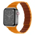 Replacement magnetic leather loop strap for Apple Watch, stylish orange band accessory. - 38mm / Floral Grass