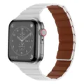 Magnetic leather loop watch band compatible with Apple Watch Ultra series, premium dual-color design. - 38mm / White