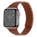 Brown magnetic leather loop band replacement for Apple Watch ultra se series, stylish accessory. - 38mm / Brown