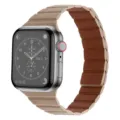 Magnetic leather loop strap for smart watch, brown replacement band, premium comfort fit. - 38mm / Khaki