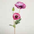 Artificial poppy flower stem pink silk floral decor for living room home ornament - Autumn Purple