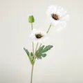 Artificial poppy flower long stem silk fake floral decor for home living room aesthetic - Autumn White