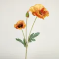 Artificial orange poppy flower long branch silk fake plant for indoor home decor design - Autumn Yellow