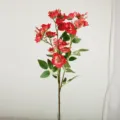 Artificial Red Rose Flower Branch 4-Fork Simulated Fake Flower Pastoral Style Home Decor - 4-Forked Rose / Red