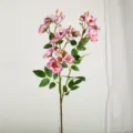 Artificial 4-fork pink rose flower branch, fake floral decoration for home wedding decor. - 4-Forked Rose / Purple