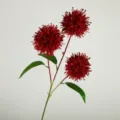 Fausse branche de fleur d'allium rouge à 3 têtes pour décoration de mariage et maison - Rouge Sombre