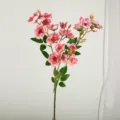 Artificial 4-fork pink rose flower branch for home decor, wedding party decoration. - 4-Forked Rose / Deep Pink