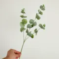 Artificial eucalyptus leaves branch fake greenery stems for home decor flower arrangement - 3-Fork Eucalyptus - Light Green