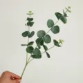 Artificial Eucalyptus Leaves 3-Fork Faux Greenery Branch Fake Plant Home Decor - 3-Fork Eucalyptus - Dark Green