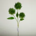 Branche de fleur d'allium artificielle 3 têtes fausse chrysanthème boule verte mariage - Vert