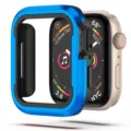 Carcasa protectora bumper de metal para Apple Watch, detalle de funda azul elegante. - Azul