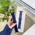 Silikon geflochtene Sport Uhrenarmband Detailansicht, weiche Mitternachtsblaue Textur, ideal. - Mitternachtsblau