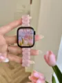 Rosa Harz Blüten Ersatzarmband für Apple Watch, stilvolles Accessoire für die Smartwatch. - Harz Oval - Kirschblüte Rosa