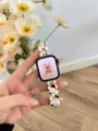 Stilvolles Blumen-Harz Ersatzarmband kompatibel mit Apple Watch, elegantes Uhrenaccessoire. - Harz Oval - Nougat