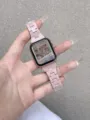 Roze hars horlogeband compatibel met Apple Watch, stijlvol slank ontwerp voor dagelijks gebruik. - 38mm 1e-3e Gen / Roze Zonder Behuizing